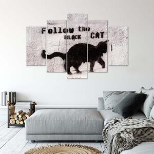 Gario Vászonkép Fekete macska - 5 részes Méret: 100 x 70 cm