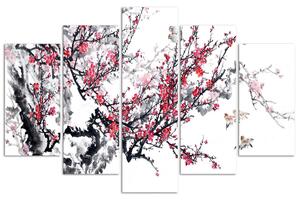 Gario Vászonkép Japán cseresznyefa - 5 részes Méret: 100 x 70 cm