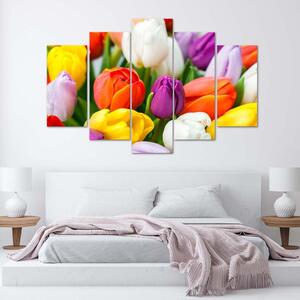 Gario Vászonkép Színes tulipánok - 5 részes Méret: 100 x 70 cm
