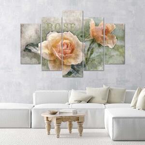 Gario Vászonkép Tea rózsák shabby chic - 5 részes Méret: 100 x 70 cm