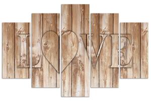 Gario Vászonkép Love írva barna táblákra - 5 részes Méret: 100 x 70 cm