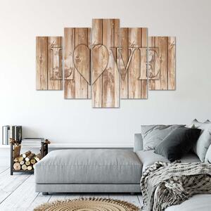 Gario Vászonkép Love írva barna táblákra - 5 részes Méret: 100 x 70 cm