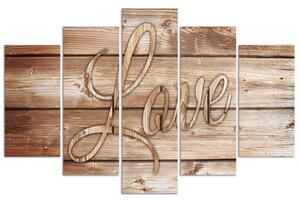 Gario Vászonkép Barna táblára vízszintesen írt Love, Love - 5 részes Méret: 100 x 70 cm