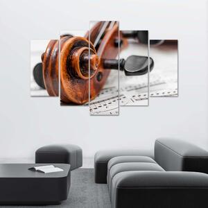 Gario Vászonkép Hegedu és hangjegyek - 5 részes Méret: 100 x 70 cm