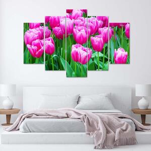 Gario Vászonkép Rózsaszín tulipánok - 5 részes Méret: 100 x 70 cm