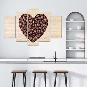 Gario Vászonkép Kávébab szív - 5 részes Méret: 100 x 70 cm