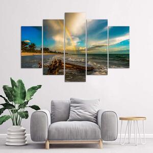 Gario Vászonkép Szivárvány a tengerparton - 5 részes Méret: 100 x 70 cm