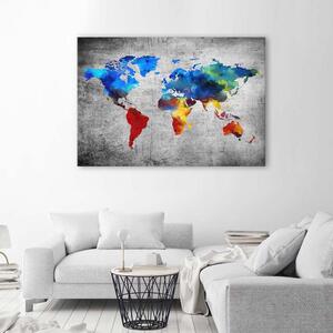Gario Vászonkép Betonra festett világtérkép Méret: 60 x 40 cm