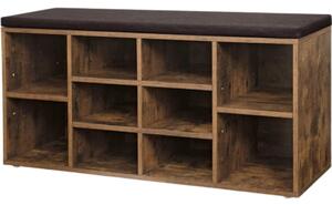 Cipősszekrény paddal TAYLOR 104x30x48 cm, rusztikus barna