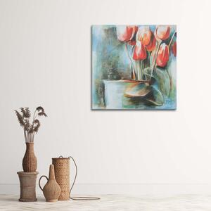 Gario Vászonkép Vörös tulipánok vázában Méret: 30 x 30 cm