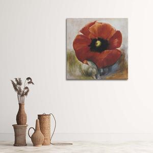 Gario Vászonkép Mint egy kézzel festett pipacs és bimbó Méret: 30 x 30 cm
