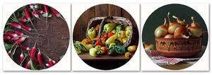 Gario Vászonképek készlet Friss zöldségek kosárban - 3 részes Méret: 90 x 30 cm