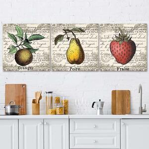 Gario Vászonképek készlet Retro gyümölcs - 3 részes Méret: 90 x 30 cm
