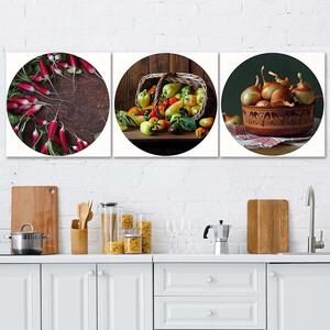 Gario Vászonképek készlet Friss zöldségek kosárban - 3 részes Méret: 90 x 30 cm