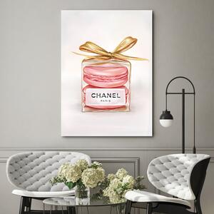Gario Vászonkép Chanel parfümös üveg és macarons Méret: 40 x 60 cm
