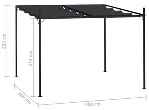 VidaXL antracitszürke pavilon behúzható tetővel 300 x 300 x 233 cm