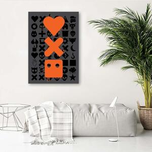 Gario Vászonkép Love Death és robotok narancssárga logók - Dr.Monekers Méret: 40 x 60 cm