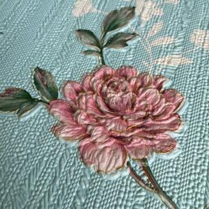 FP14 - Virágok, kék rózsaszín mintás öntapadós, szivacsos dekor falpanel