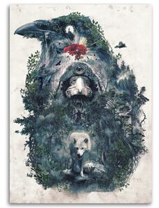 Gario Vászonkép Varázslatos erdő madár alakban - Barrett Biggers Méret: 40 x 60 cm