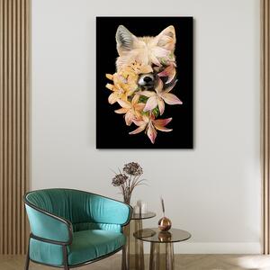 Gario Vászonkép Róka lila virágokban - Robert Farkas Méret: 40 x 60 cm