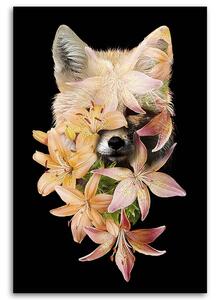 Gario Vászonkép Róka lila virágokban - Robert Farkas Méret: 40 x 60 cm