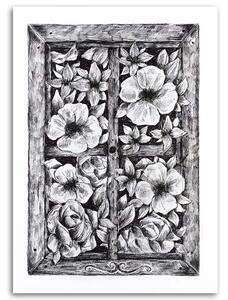 Gario Vászonkép Virágok az ablakon kívül - Jan Perit Kablan Méret: 40 x 60 cm