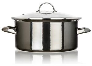Bankett Zománcozott edény METALLIC Fekete 22 cm,3,7 5 l, fedővel, 22 cm