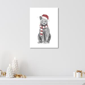 Gario Vászonkép Karácsonyi macska piros sapkában - Rykker Méret: 40 x 60 cm