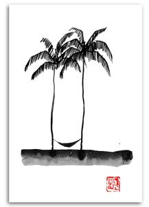 Gario Vászonkép Két pálmafa a tengerparton - Péchane Méret: 40 x 60 cm