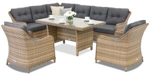 Garden Point Toledo Comida 7 cappuccino technorattán kerti bútorok sarokgarnitúrával