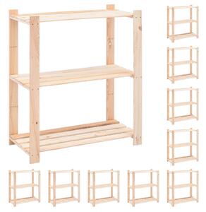 10 db 3-szintes tömör fenyőfa tárolópolc 150 kg 80 x 38 x 90 cm