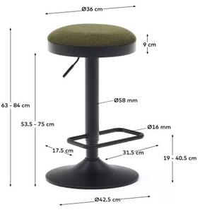 Sötétzöld kárpitozott állítható magasságú bárszék szett 2 db-os (ülésmagasság 53,5 cm) Zaib – Kave Home