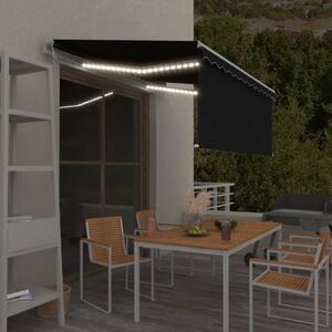 Szürke szélérzékelős, LED-es napellenző redőnnyel 3x2,5 m
