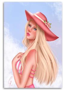 Gario Vászonkép Szoke rózsaszín kalapban - Crislainy Reis Silva Méret: 40 x 60 cm