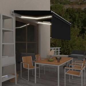 Szürke redőnyös, LED-es, szélérzékelős napellenző 3,5x2,5 m
