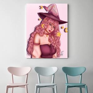 Gario Vászonkép Rózsaszín boszorkány - Crislainy Reis Silva Méret: 40 x 60 cm