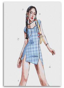Gario Vászonkép Kék kockás ruha - Vivian Lihonde Méret: 40 x 60 cm