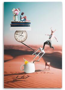 Gario Vászonkép Sivatag Könyvek Szarvas óra Virágok Absztrakció - Bryantama Art Méret: 40 x 60 cm