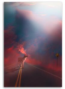 Gario Vászonkép Road Street Tuz Szarvas rózsaszín - Bryantama Art Méret: 40 x 60 cm