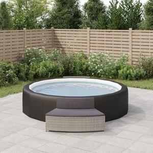 2 db szürke polyrattan pezsgőfürdő pad párnával