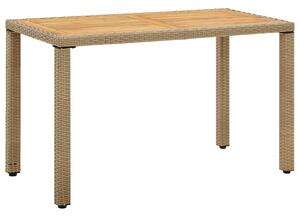 VidaXL bézs polyrattan és tömör akácfa kerti asztal 123 x 60 x 74 cm
