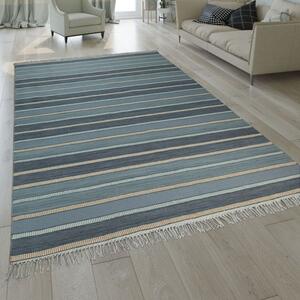 Szőtt Kilim szőnyeg szalag dizájn türkíz, modell 20445, 80x150cm