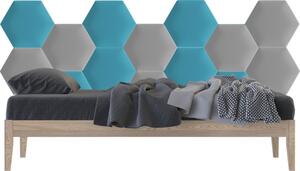 Kerma kék és szürke színű hatszög kész műbőr falvédő-22, ágy mellé