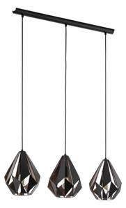 Függ. E27 3x60W fekete/réz Carlton1