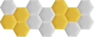 Kerma fehér és sárga színű hatszög 3D műbőr falipanelek, modern falvédő-47