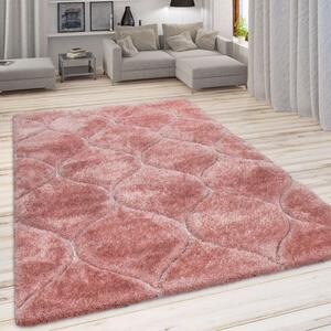 Bozontos szőnyeg Hochflor hullámok-minta rózsaszín pink, modell 20519, 240x330cm