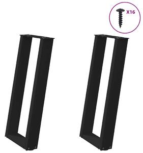 Konzolasztal lábak U-alakú 2 db Fekete 38x(72-73) cm Acél