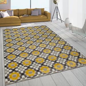 Bel- és kültéri szőnyeg mozaik minta sárga bézs, 120×170-es méretben