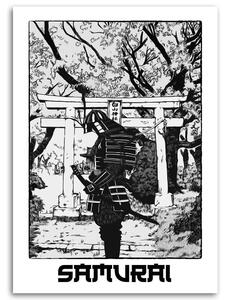 Gario Vászonkép Fekete-fehér szamuráj a parkban - Pau Fernandez Méret: 40 x 60 cm