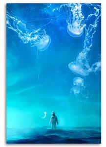 Gario Vászonkép Kék medúza űrhajós tenger - Bryantama Art Méret: 40 x 60 cm